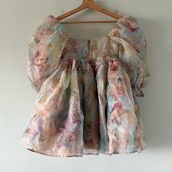 Selkie Mucha Puff Babydoll Dress Womens XS Mini Sheer Coquette Fairy Whimsical - Picture 5 of 16